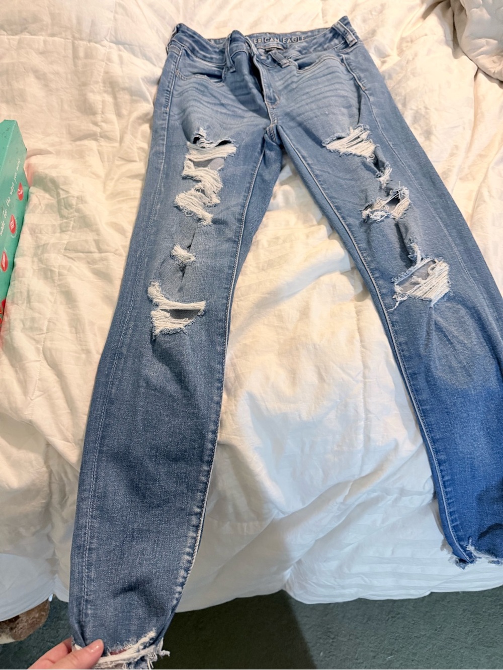 American Eagle Outfitters Light Blue Ripped Skinny Jeans